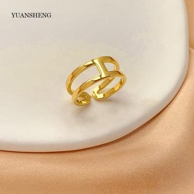 China Classic 18k Gold Pvd Plated Stainless Steel Finger Rings Chunky Wedding Rings Fine Jewelry for sale