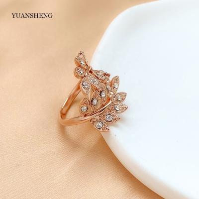 China Hot Sale Stainless Steel Rings Elegant Jewelry Leaf Adjustable Rings Open Wedding Rings For Women Men for sale