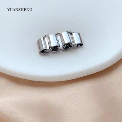 China Stainless Steel Punk Jewelry Mens Sliver Rings Cuban Chain Rings For Men for sale