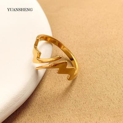 China Fashioin Bagues Wholesale Fine Gold Filled Stainless Steel Jewelry Lightning Men Rings For Gift for sale