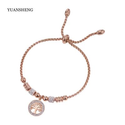 China Rst Popular Trendy Fashion Magnetic Clasp Diamond Decoration Of Life Tree Chain Bracelet for sale