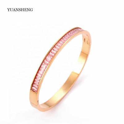 China Elegant Geometric Zirconia 18K Rose Gold Stainless Steel Bracelet From Factory Wholesale Elegant D.C.A. for sale