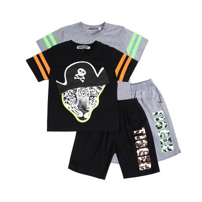 China Guangzhou Suppliers Summer Boys Soft Leopard T-shirt Set Causal Tank Top Cotton Shorts Single Sleeve Wears for sale