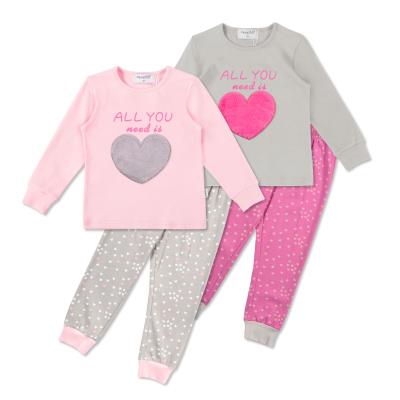 China Cotton Girls Casual Two Piece Pajama Sets Long Sleeve Children Sleepwear Set New Design Cute Pajamas For Kids for sale