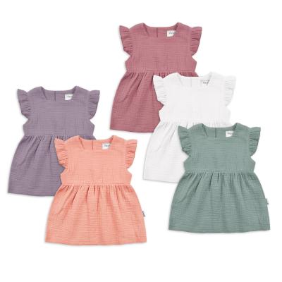 China Baby Chiffon Anti-Static High Quality Kids Dress Girl Solid Color Dresses Comfortable Children Chiffon Ruffles Dresses for sale