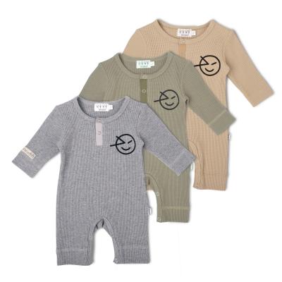 China Wholesale Short Sleeve 0-3 Years Baby Long Sleeve Jumpsuit Ribbed Baby Cotton Knitted Rompers for sale