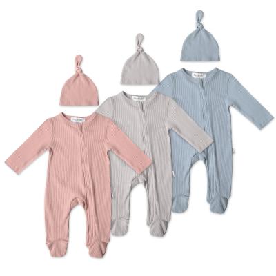 China Ribbed Newborn Baby Clothes Solid Color Babies Boy Onesie Spring Baby Romper Autumn Long Sleeve Regular Unisex Infant Clothing for sale