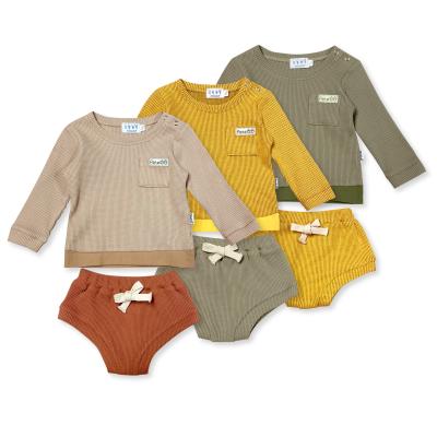 China Regular Baby Waffle Knit Outfit Bloomers and Oversized Little Shirt Apparel Tee and Shirts for sale