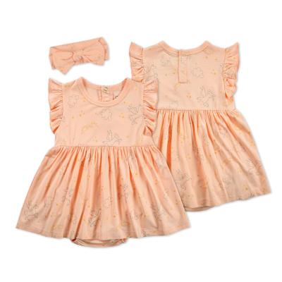 China Breathable Eco-friendly Kids Baby Bamboo Fiber Cotton Dresses Summer Kids Clothes With Print For Toddler Girls for sale