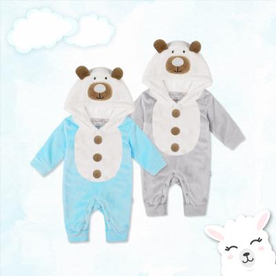 China Longsleeve Cute Bear Rompers Solid Color Bodysuit Newborn Infant Infant One-Piece Baby Clothes Hooded for sale