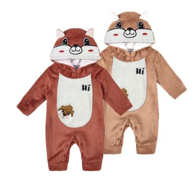 China Factory Wholesale Custom 100% Smooth Longsleeve Flannel Baby Winter Romper With Hood for sale