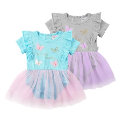 China Wholesale Newborn Baby Girls Clothes Breathable Eco-Friendly Short Star Gauzed Romper Dress for sale