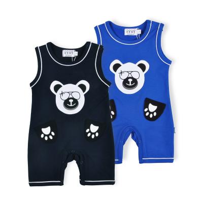 China Summer Short Sleeveless Sleeve Knitted Infant 100% Baby Romper Cotton Blank Overalls Rompers Boys for sale