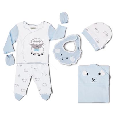 China China Manufacturer Antibacterial Printing 100% Organic Cotton Sheep Newborn Gift Box Clothes Infant Baby 6pcs Clothing Set For 0-3 Months for sale