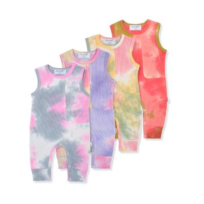 China Regular Customize Summer Baby Boy Tie Dye Print Rompers Sleeveless Kids Jumpsuit Overalls Casual Clothes for sale