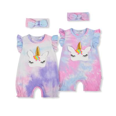 China Spring Baby Regular Tie Dyed Rompers Infant Snap Button Newborn Rompers Soft Tie Dye Rompers Baby Clothes for sale