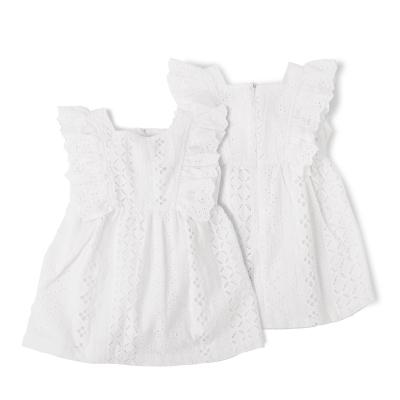 China New Arrival Petelulu Anti-wrinkle 0-36 Months Baby Dress 100% Cotton Invisible White Color Ruffle Zipper for sale