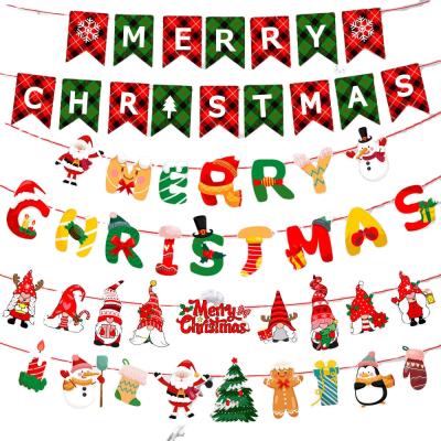 China Merry Christmas Garden Modern Wholesale Flag Banner Paper Cartoon Christmas Party Banner Decoration Supplies for sale