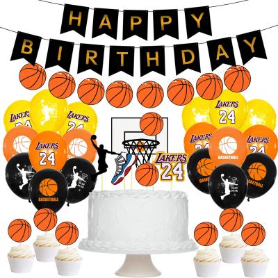 China Modern NBA Banner Strip Cupcake Toppers Basketball Sports Theme Party Birthday Decoration Balloons Supplies for sale