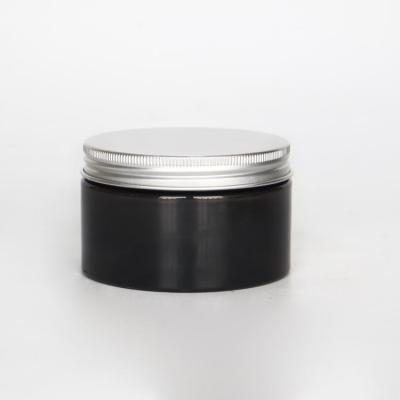 China Plastic Eye Cream 50g 100ml 150ml 200ml PET Cream Jar / Jar With Aluminum Silver Black Lid for sale