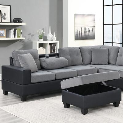 China Modern Morden Sectional Sofa L-Shape Upholstered Modern Nordic Wood Frame With Reversible Chaise for sale