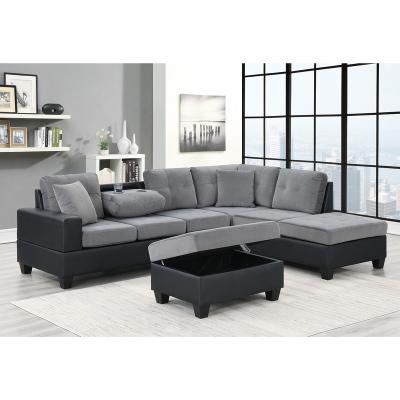 China Amazon Hot Sale PU/PVC Sofa Convertible Leather Tufted Sectional Couch With Convertible Corner Sofa Lounge for sale