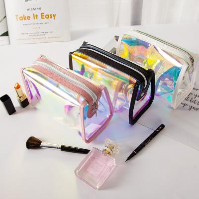 China 2022 Custom Sequin Travel Waterproof Shockproof Dustproof Transparent Clear Plastic Cosmetic Make Up Bag For Ladies PVC Designer Toiletry Waterproof Bag for sale