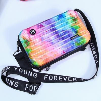 China Waterproof Shockproof Dustproof PC Colorful Pattern Women Travel ABS Designer Waterproof Colorful Small Square Cosmetic Bags For Luxury Jelly Makeup Bag for sale