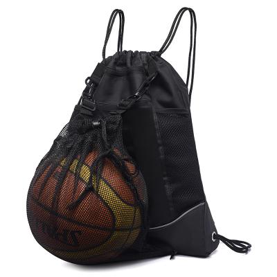 China 2021 Hot Selling Outdoor Sports Gymnasium Sports Gray Basketball Drawstring Backpack Bag Portable Lightweight Black for sale