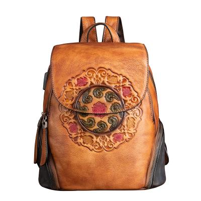 China Manufacturer Waterproof Designer Mens Crazy Horse Leather Backpack For Retro Rucksack Bag for sale