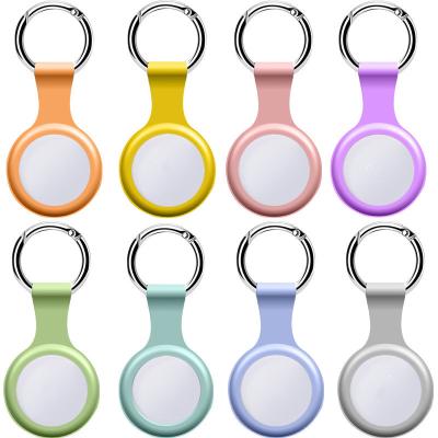 China Waterproof Anti Lost Proof Key Chained Air Tags Locator Pet Keychain PU Leather Cover Device Case For Airtag Apple for sale