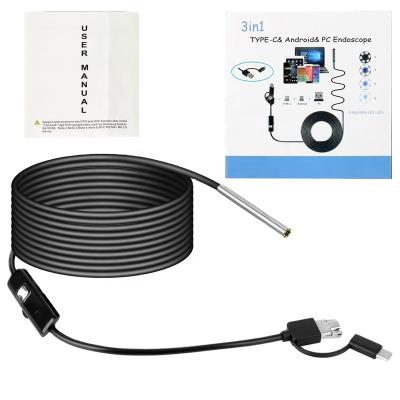 China Waterproof/Waterproof 3 in 1 interface 3.9mm 5 Type-C Waterproof Android Borescope Inspection USB IP67 2M Megapixels Vehicle Inspection Tool Borescope for sale