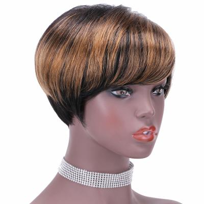 China Wholesale Body Wave 150 Density Factory Wig Ombre Short Human Hair Wigs Cute Pixie Cut Wigs For Black Women for sale