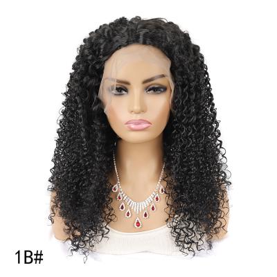 China Glueless Curly Kinky Curly Synthetic Hair Wig For Women Color Synthetic Hair Lace Front High Quality Natural Fiber Wigs Preplucked for sale