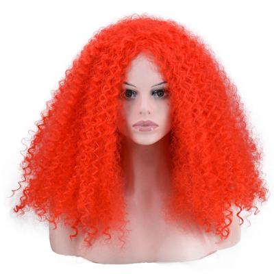 China Red Green Synthetic Long Curl Afro Wigs Handbook Kinky Curly Blonde Kinky Kinky Curly Wigs For Women African Hairstyle Deep Curly for sale