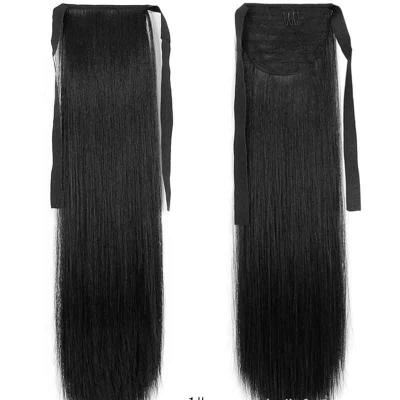 China CUT 40 Colors 60cm Straight Clip In 90g Synthetic Ponytail Hair Double Drawn Ponytail Hair Extension for sale