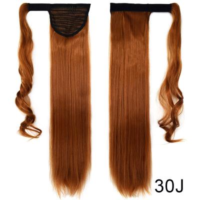 China Fashion Hair Ponytail CLIP Long Hair Synthetic Hair Ponytail Extension 24 Inch Straight Synthetic Magic Paste 60cm Long for sale