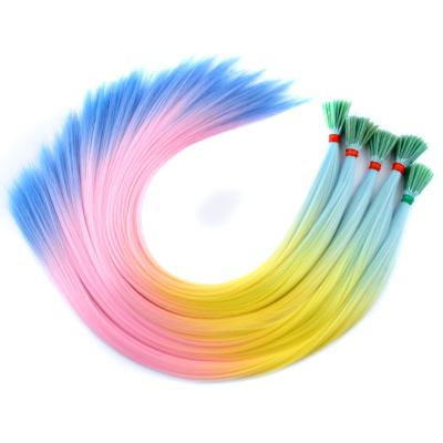 China I-Tip Straight Hair Rainbow Hairnet Wigs I Tip Keratin Fasion Hair Extensions Synthetic Fiber For Hair for sale