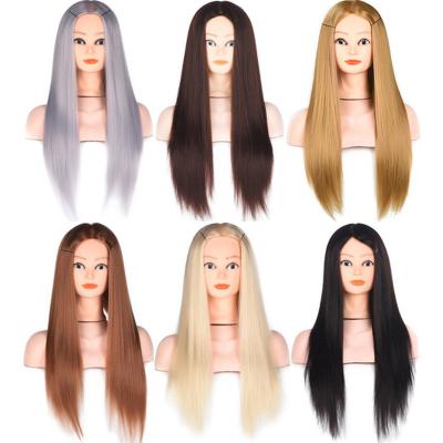 China Wholesale Anti-Frizz Gray Brown Synthetic Hair Golden Mannequin Head Head 60cm Cheap Mannequin High-Strength Female Doll For Wig for sale