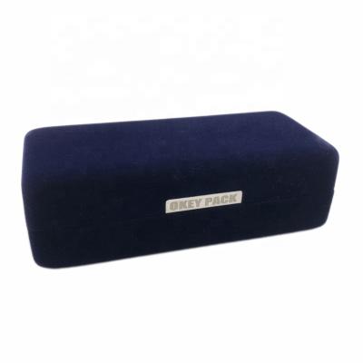 China Design Factory Supply Good Quality High End Velvet Glasses Case Custom Metal Logo Glass Case for sale