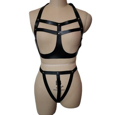 China PVC Belle Bondage Lingerie Pleasure Body Harness Adjustable Waist Restraint Adult Sexy High Breast Lingerie for sale