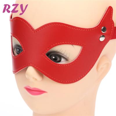 China High Pleasure Adult Leather Hood Bondage Restraint Eye Mask Sex Blindfold Flirt Toys Love Game Sex for sale