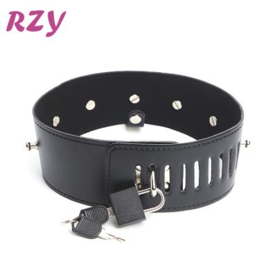 China Adult High Pleasure Leather Sex Toys Male Bondage Neck Collar BDSM Collar With Chains Fetish for sale