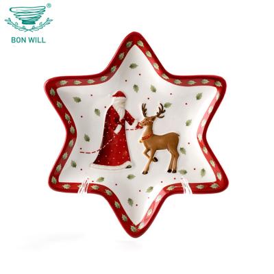 China Christmas tableware irregular shape with Santa design for sale