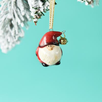 China Hand Painted Ceramic Dolomite Christmas Decoration Santa Hanger Ornament Supplied From Factory for sale