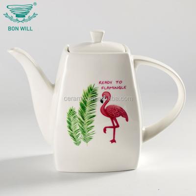 China OEM Disposable Custom Printed Modern Cheap White Ceramic Teapots For Restaurant for sale