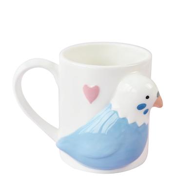 China Sustainable 3D Parrot Bird Modeling Couple Coffee Milk Cup for sale