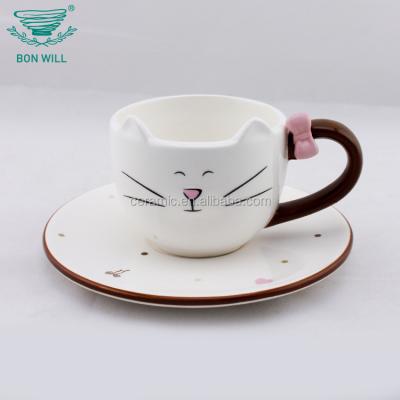 China Cartoon Design Viable Cut Ceramic Tableware Coffee Cups And Saucers For Daily Use for sale