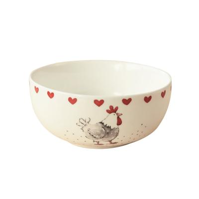 China Country Viable Red Chickens Ceramic Bowl Ideal For Every Day Use Food Safe for sale