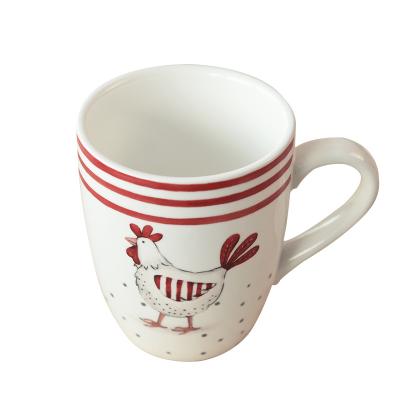 China Viable Curious Hen / Rooster Chicken On A Stripe Cup Easter Mug Drinking Supplies Home Decor for sale